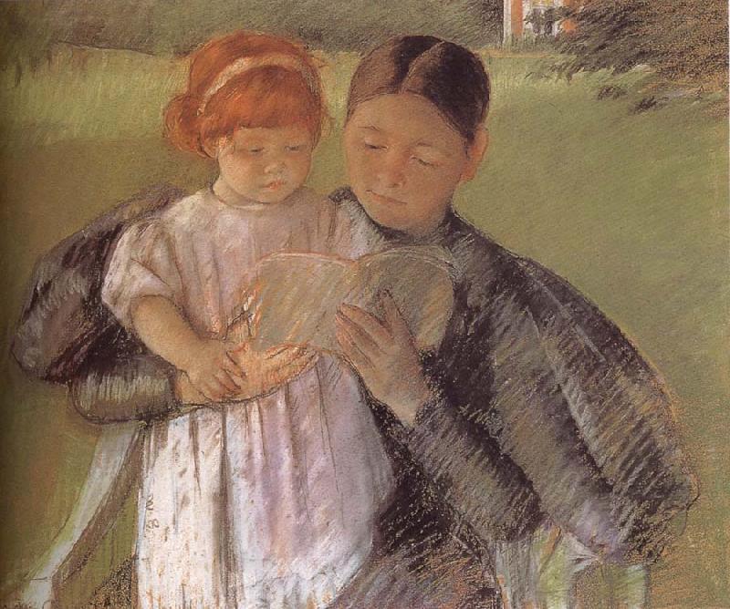 Mary Cassatt Betweenmaid reading for little girl Germany oil painting art